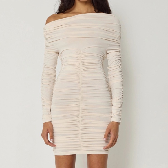 Khy Long Sleeve Ruched Mini Dress Shell - Picture 1 of 3